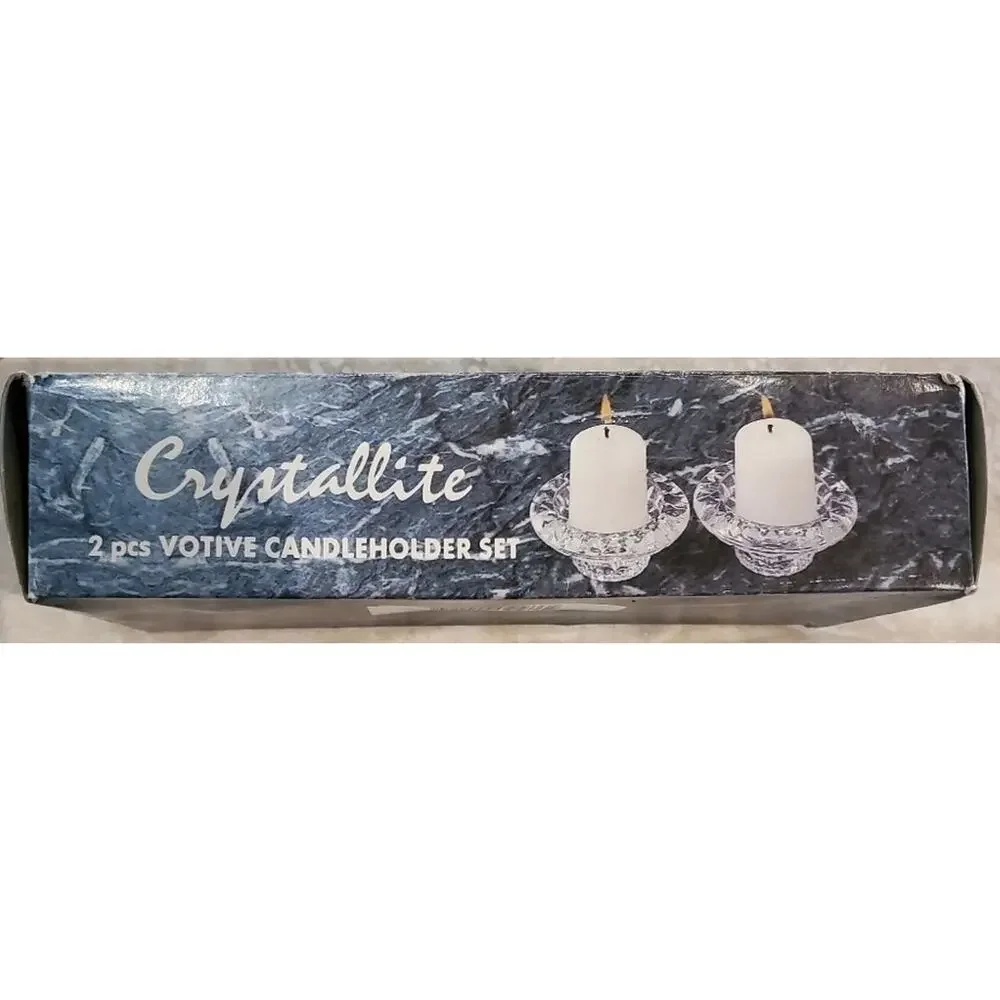 Crystallite 3 in 1 Candlerholder 2 Piece Set for Votive Stick Pillar Candle
